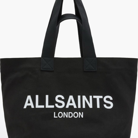 All Saints Handbags - All Saints Logo Black Canvas Tote